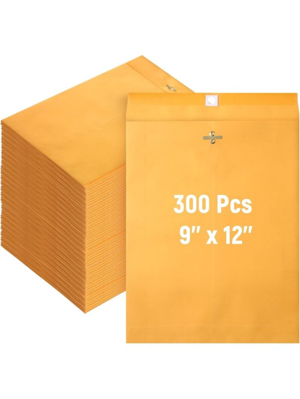 300 Pcs Manilla Envelopes Bulk Brown, 9 x 12 Inch